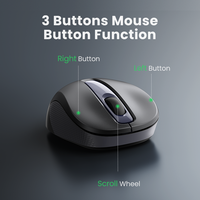 UGREEN Mouse bezprzewodowy ergonomiczny kształt cichy kliknij 2400 DPI dla MacBook Tablet komputer Laptop PC mysz cicha bezprzewodowa mysz 2.4G 4
